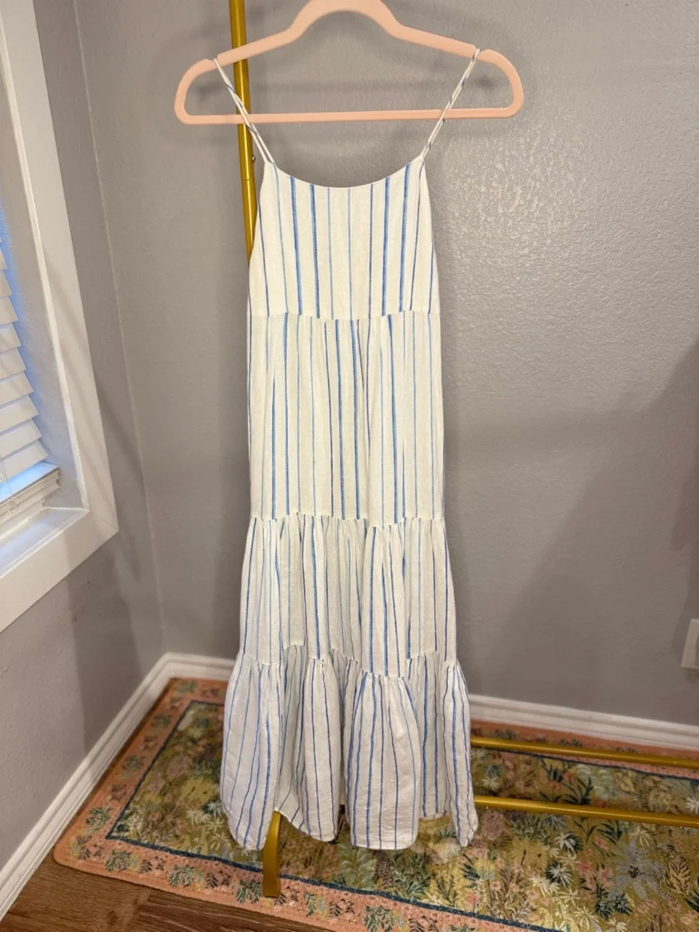 Madewell Cami Tiered Midi Dress Stripe Size 00 - Picture 3 of 6
